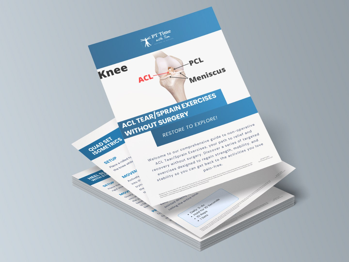 ACL Tear/Sprain At-Home Exercises (Without Surgery) Worksheet PDF