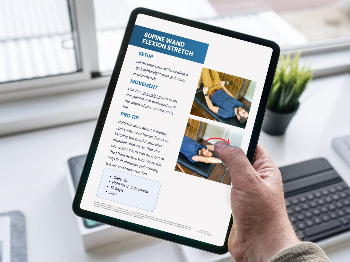 Frozen Shoulder At-Home Exercises Worksheet PDF Mockup 1 on ipad