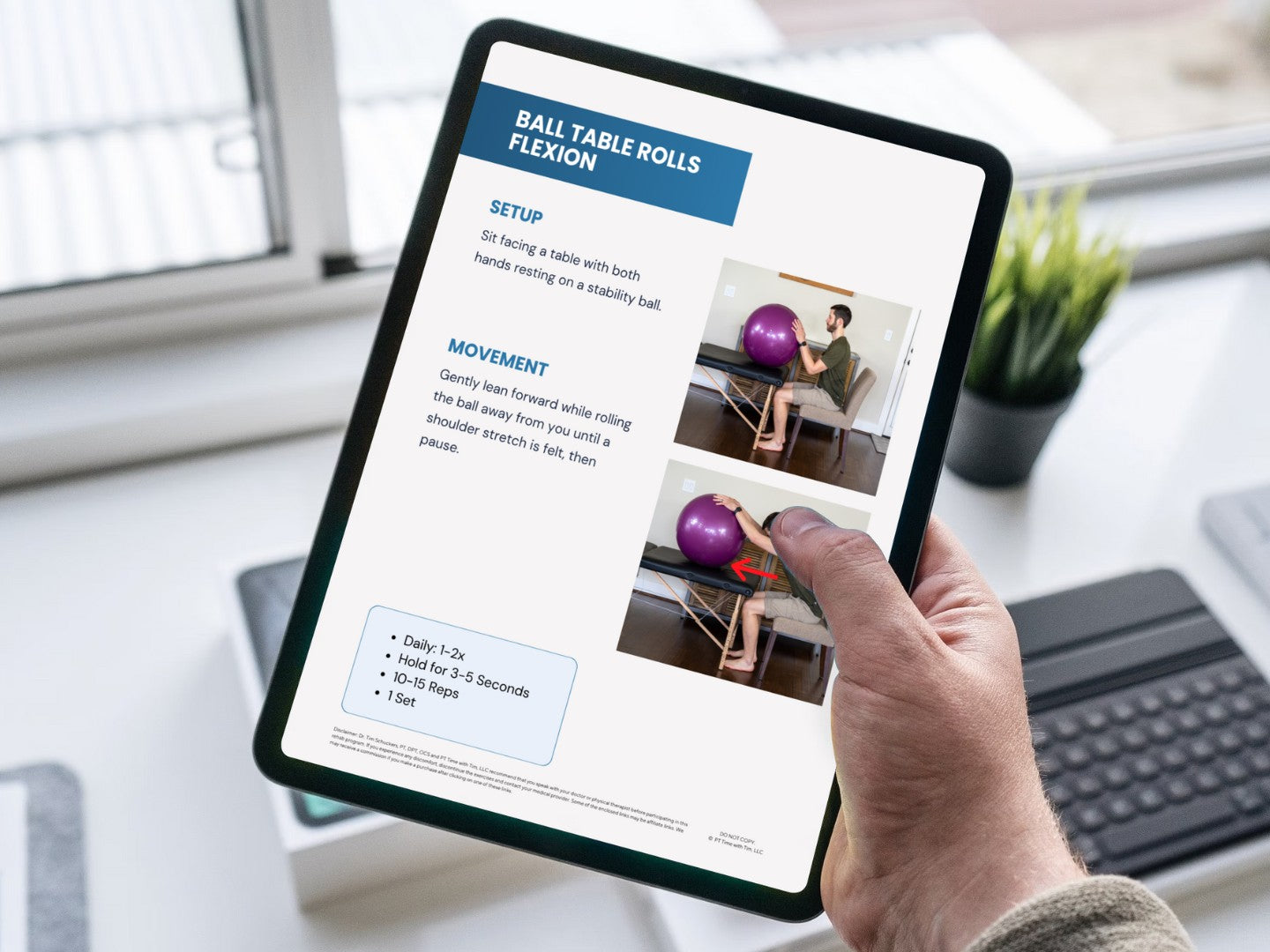 Frozen Shoulder At-Home Exercises Worksheet PDF Mockup 2 on ipad