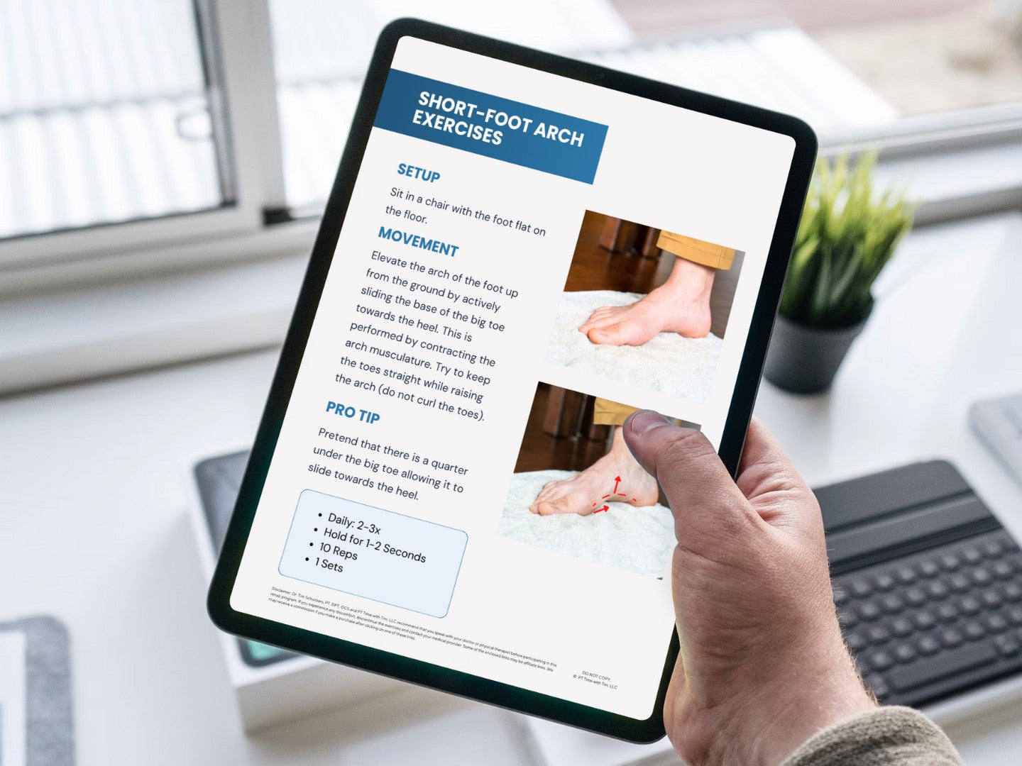 Plantar Fasciitis Exercises Worksheet PDF Mockup 1 on ipad