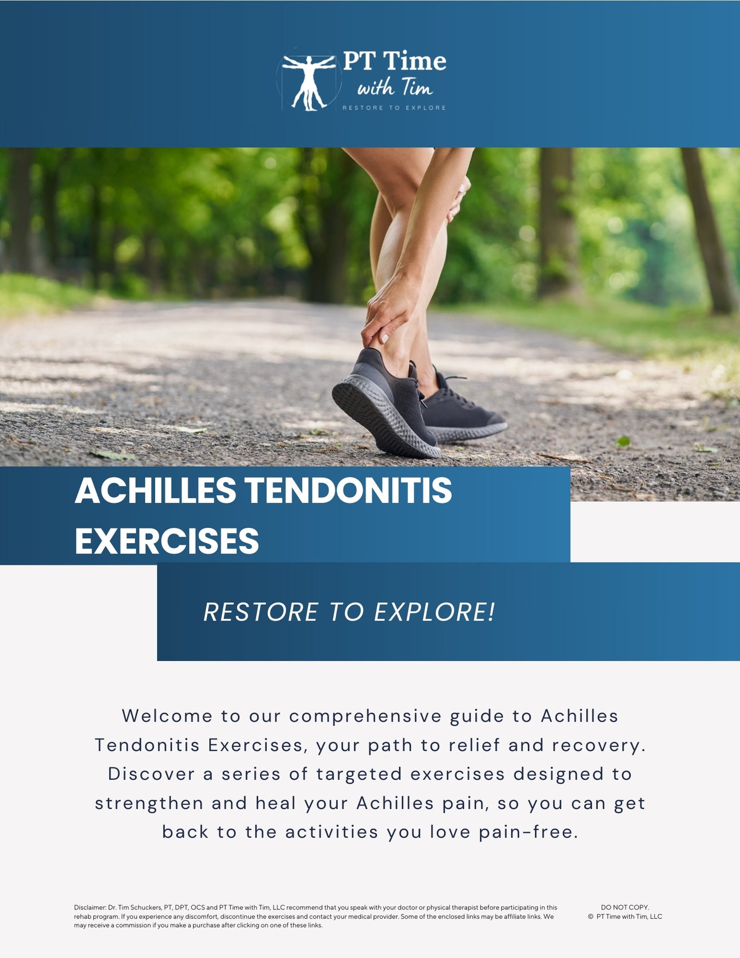 Achilles Tendonitis Exercises Worksheet PDF Mockup