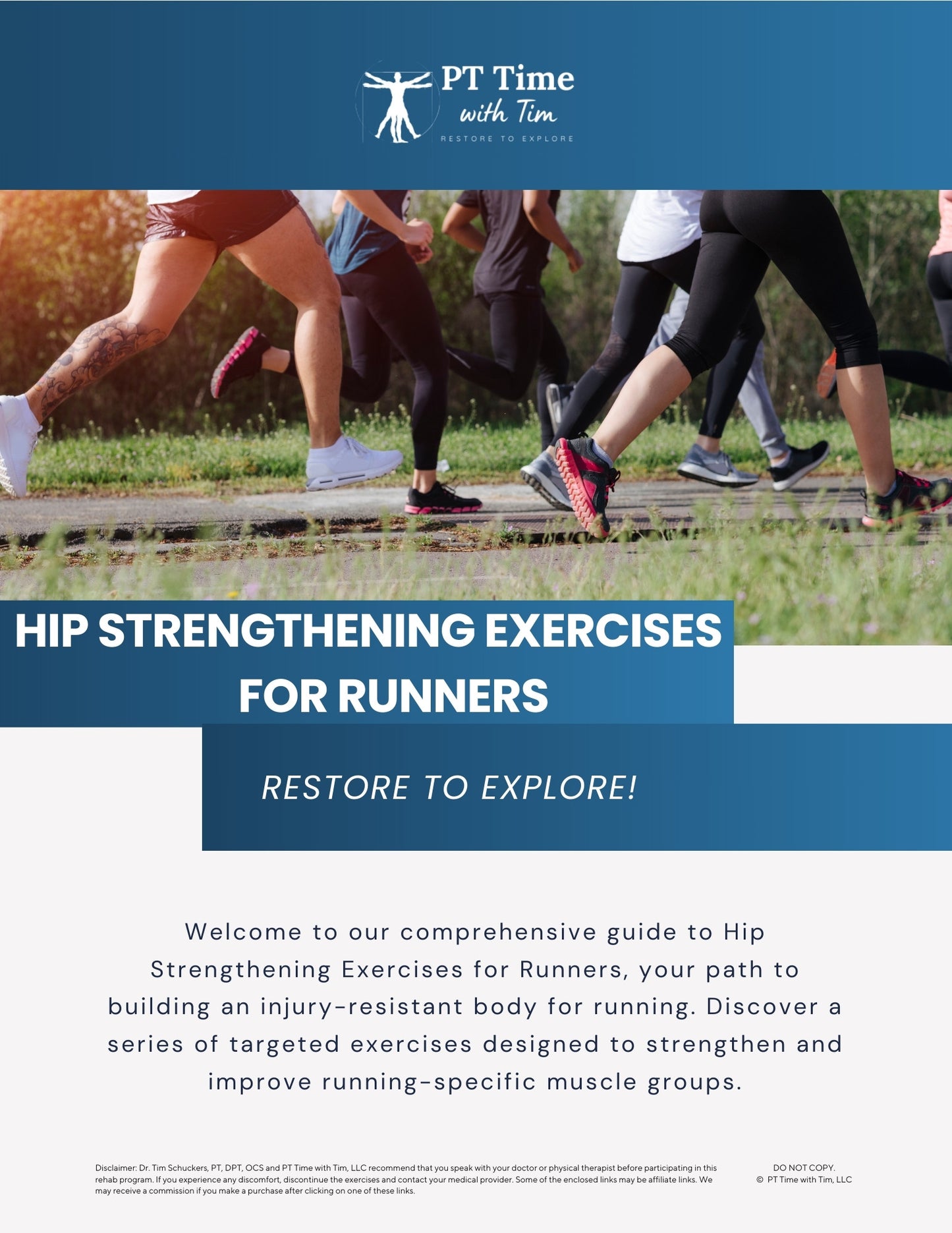 Hip Strengthening for Runners Exercise Worksheet PDF Mockup