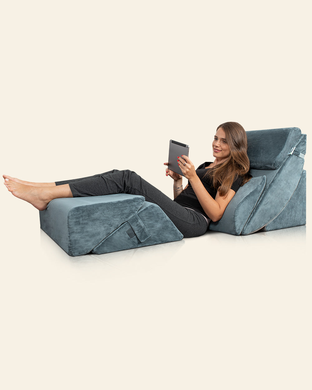 LX13 6-Piece Post-Surgery Recovery System, Orthopedic Bed Wedge Pillow Set, Stone Navy