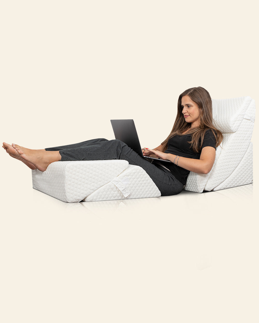 LX13 6-Piece Post-Surgery Recovery System, Orthopedic Bed Wedge Pillow Set, Pebble White