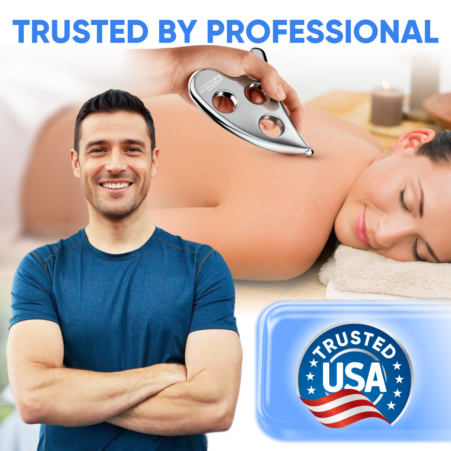 (The Original) Professional Muscle Scraper - Patented IASTM Massage Tool for Physical Therapy, GuaSha Tool for Body Myofascial Release - Medical Grade 304 Stainless Steel