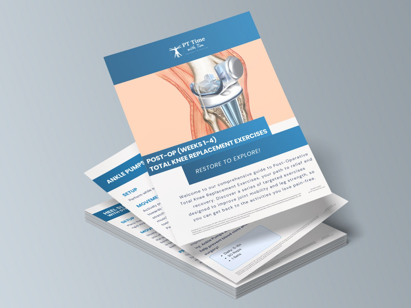 Post-Op Total Knee Replacement At-Home Exercises Worksheet PDF