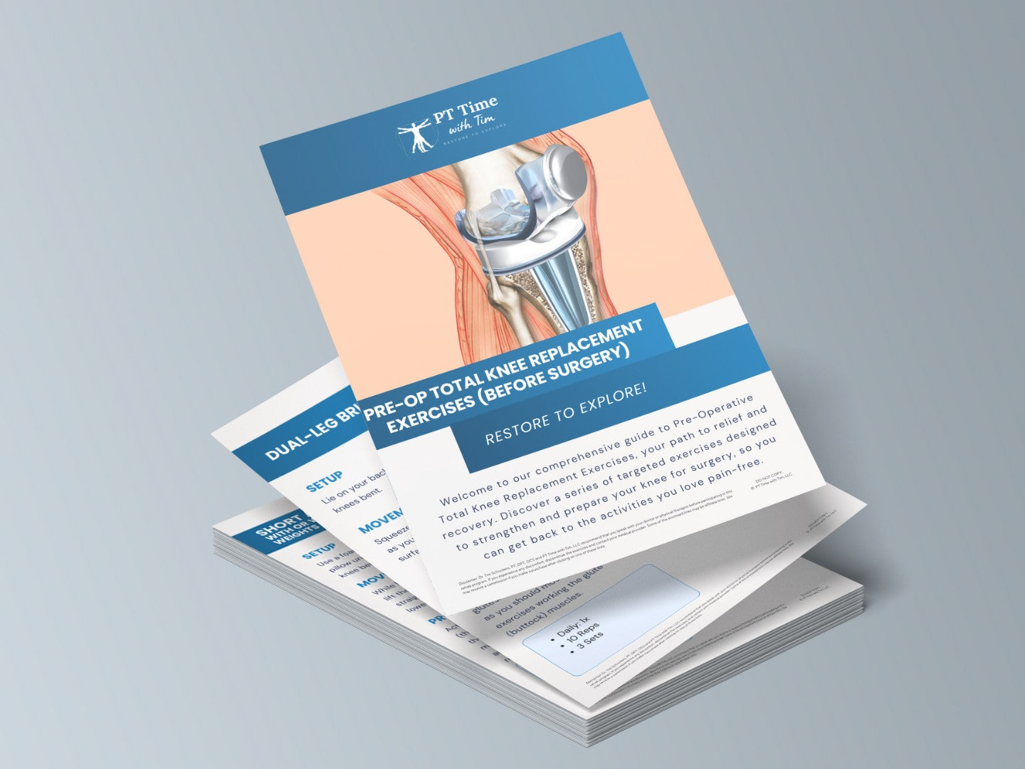 Pre-Op Total Knee Replacement At-Home Exercises Worksheet PDF (Before Surgery)