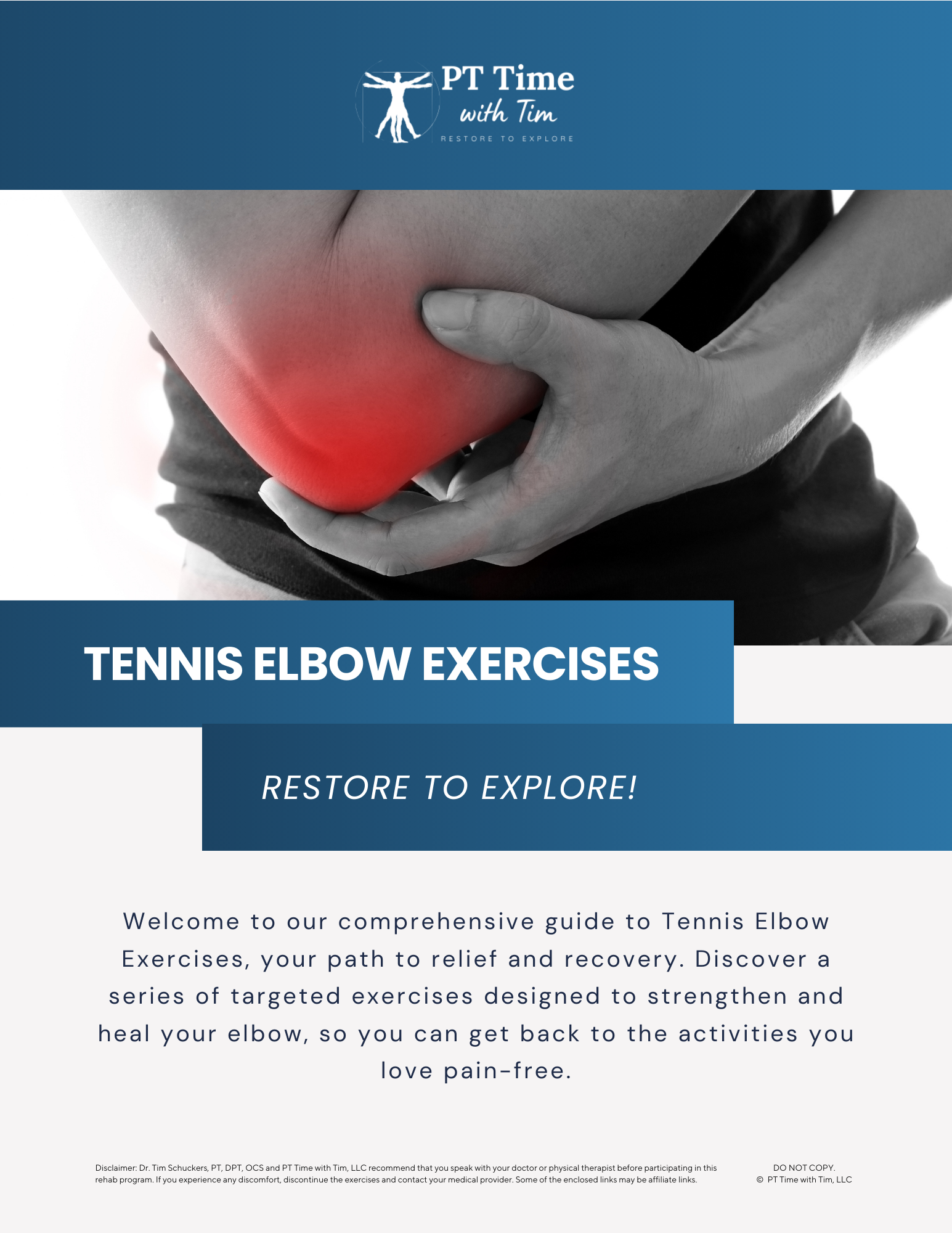 Tennis Elbow At-Home Exercises Worksheet PDF