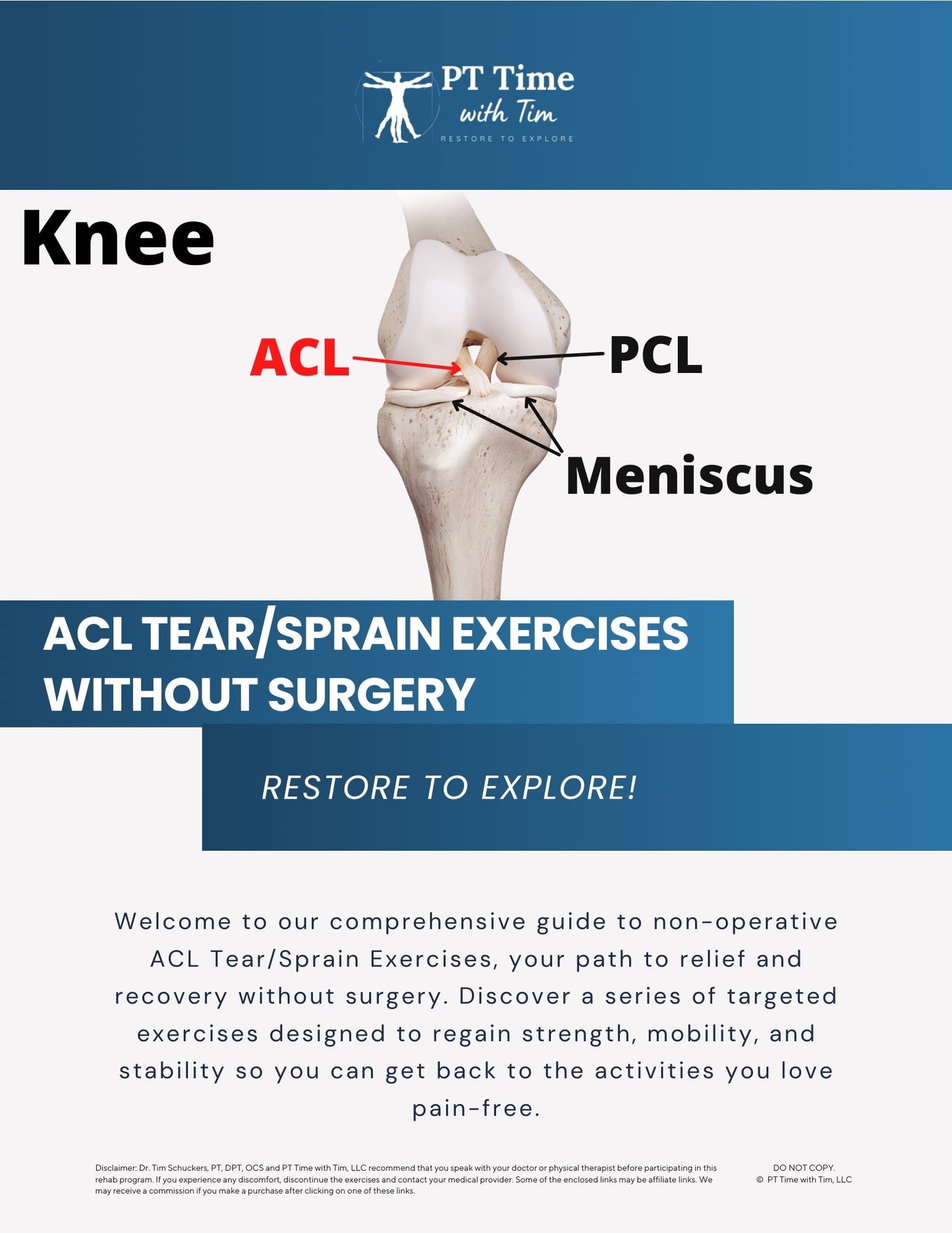 ACL Tear At-Home Exercises (Without Surgery) Worksheet PDF mockup 3