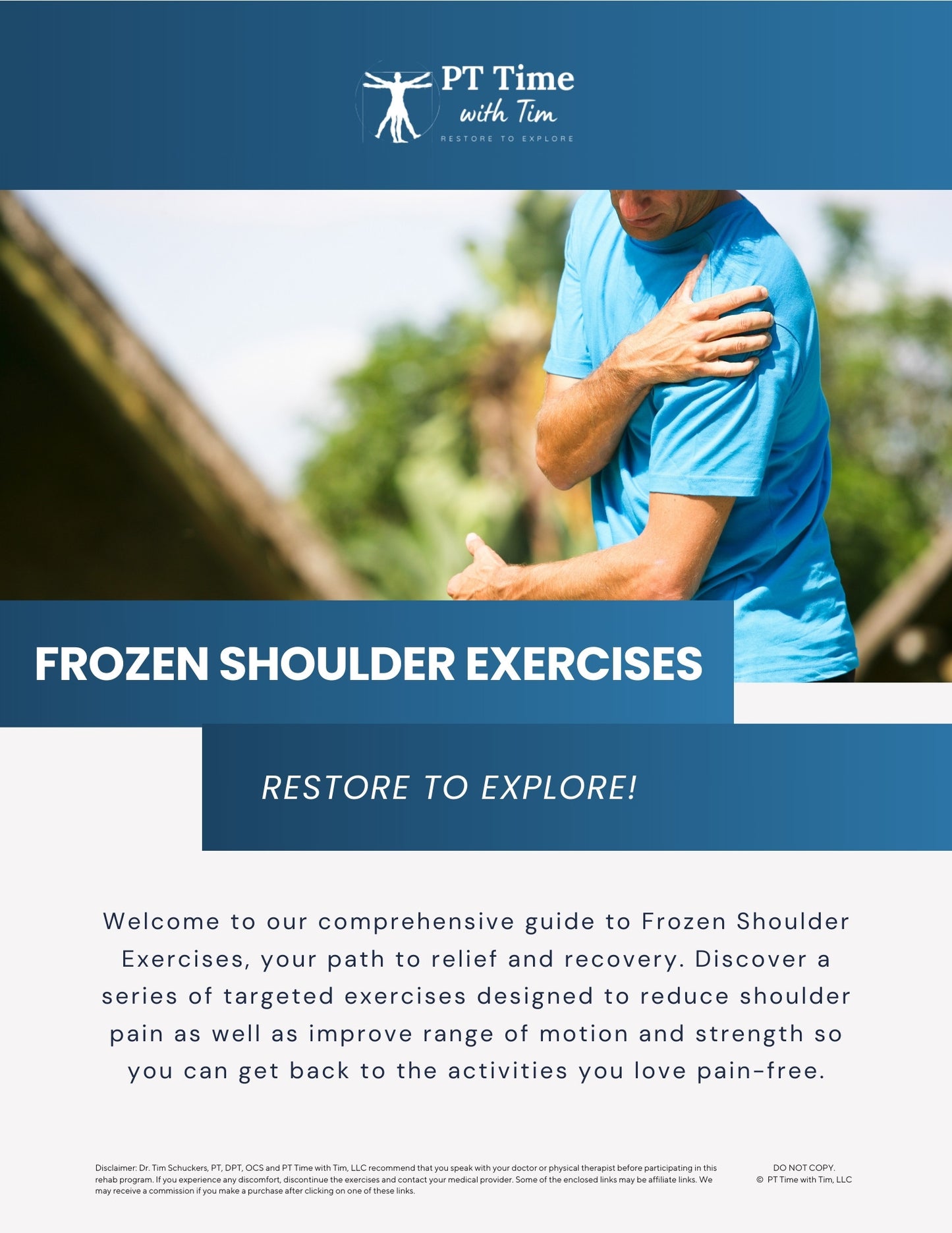 Frozen Shoulder At-Home Exercises Worksheet PDF Mockup