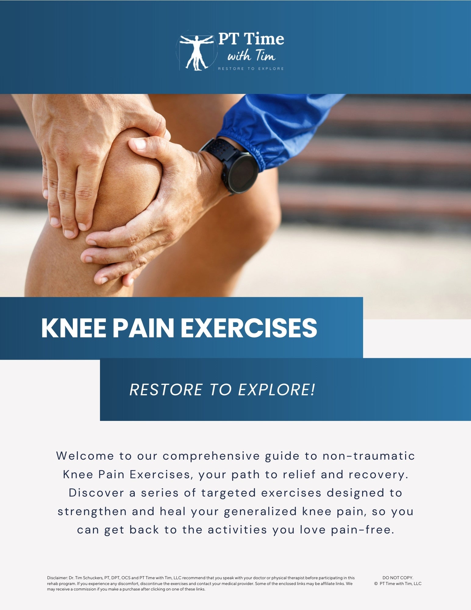 Knee Pain At-Home Exercises Worksheet PDF Mockup