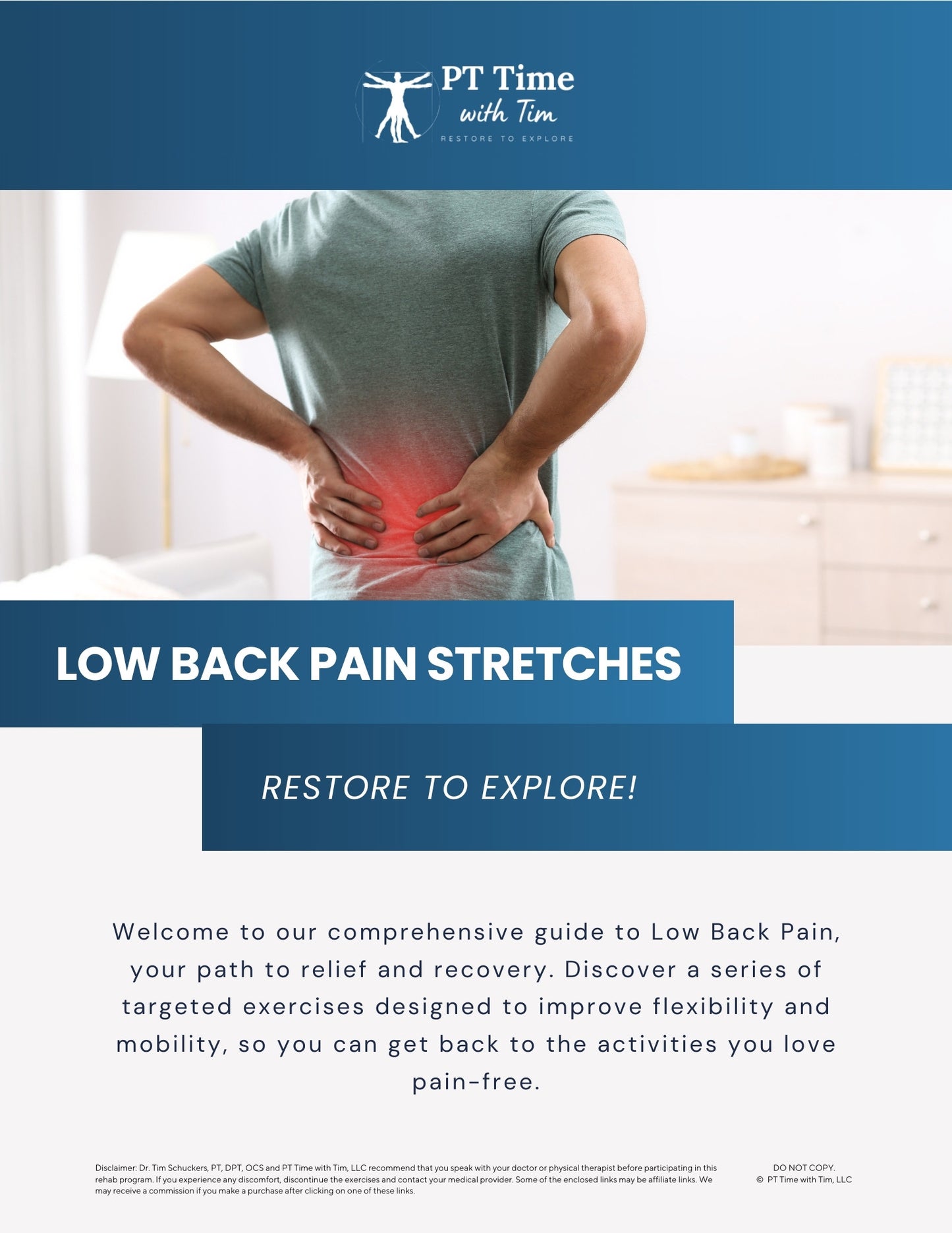 Low Back Pain Stretches Worksheet PDF Mockup