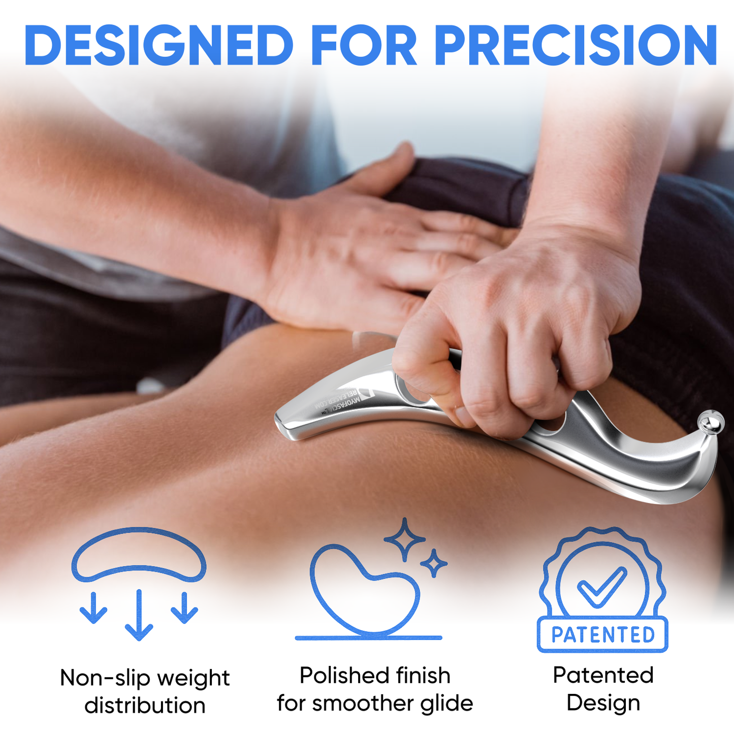 (Ellipse Pro) Professional Muscle Scraper - Patented IASTM Massage Tool for Physical Therapy, GuaSha Tool for Body Myofascial Release - Medical Grade 304 Stainless Steel