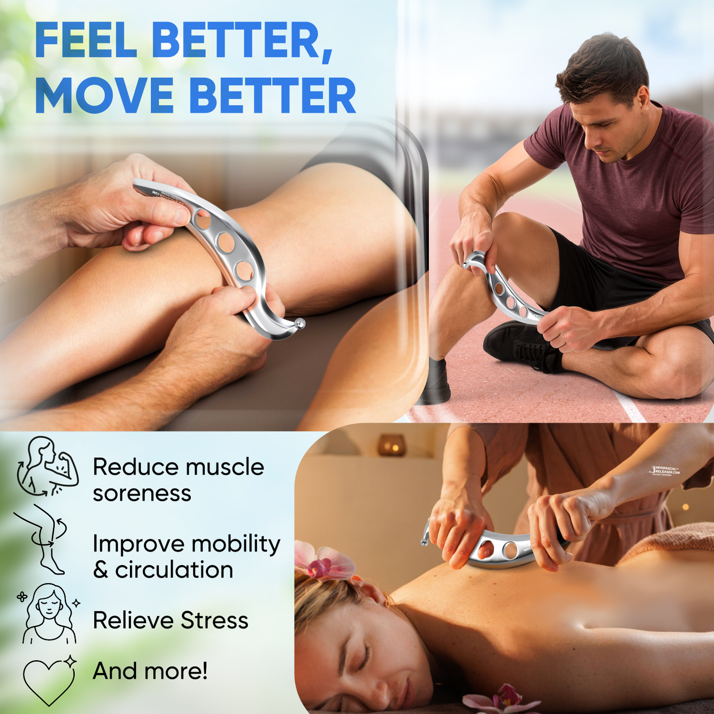 (Ellipse Pro) Professional Muscle Scraper - Patented IASTM Massage Tool for Physical Therapy, GuaSha Tool for Body Myofascial Release - Medical Grade 304 Stainless Steel