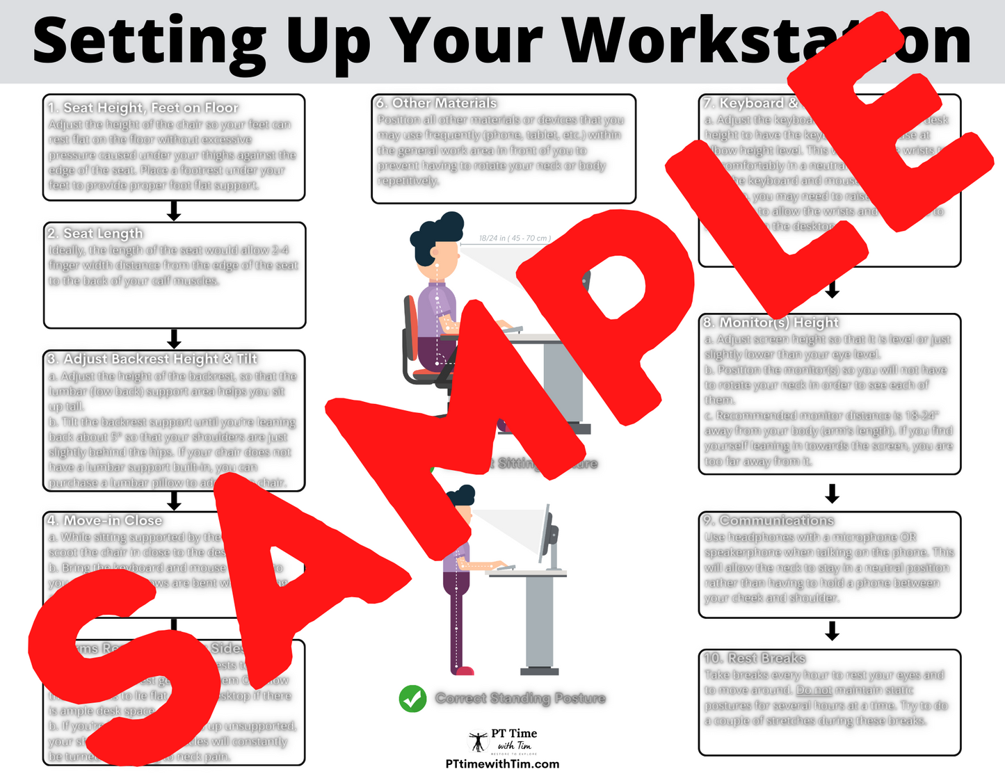 work desk ergonomics and posture handout home exercise worksheet pdf